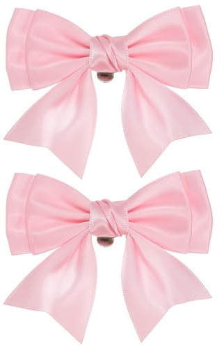 PATIKIL Donne Fiocco Clip per Scarpe, 2 Pz Fiocco Satinato Elegante Clip per Scarpe Staccabile, Carino Fibbia per Decorazione Matrimonio Festa Luce, Rosa