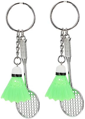 KOMBIUDA 2 Piezas Llavero De Bádminton Llavero Raqueta De Tenis Grillo Favores De Fiesta De Bádminton Llavero Con Colgante De Bádminton Estatuilla De Bádminton Deportes Green El Plastico