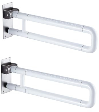 Maniglione per Wc 70CM, 2 Pack Maniglia in Acciaio Inossidabile Maniglione Bagno Disabili Maniglia Vasca Maniglia di Sicurezza per Doccia Maniglione di Sostegno per Anziani Bianco 70cm/27.5in