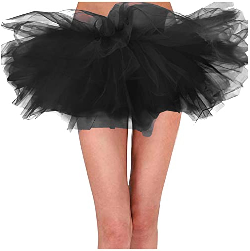 Gonna in tulle, da donna, nera, con tutù, gonna corta, in tulle, colore bianco, rosso, per carnevale, carnevale, costume da ballo, in tulle, Nero , L