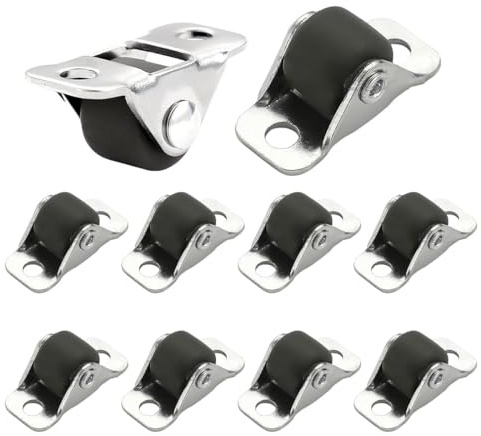 THXFUNAREA ruote per mobili piccole,10 pezzi,1.2 cm,piccole ruote in gomma con piastra in acciaio,piastra metallica fissa,volanti in gomma con profilo basso per piccoli elettrodomestici,mobili