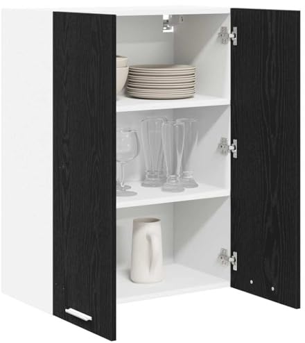 vidaXL Armadio pensile Rovere Nero 60 x 31 x 80 cm Legno multistrato, Armadio da cucina moderno, design rettangolare, ampio spazio, materiali resistenti, stile contemporaneo, per l'organizzazione in