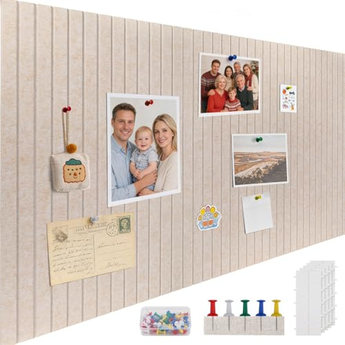 ddckj Grand tableau d'affichage mural en feutre autocollant 120x90 cm panneau feutre mural en liège 0,9 cm d'épaisseur avec 100 punaises pour bureau, chambre, cuisine, photos, mémos, Chameau Foncé