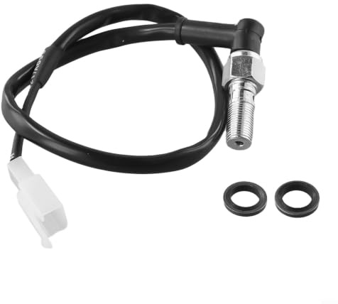 Front Hydraulic Stop Light Switch M10x1mm Bolt | Hydraulic pressure activation, fits M10x1mm bolts, aluminum body, 2-pin connector, motorcycle fit