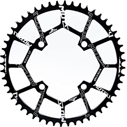 T TOOYFUL Plateau 104 BCD 40/42/44/46/48/50/52 T Anneau de Chaîne Simple Large Étroit avec pour Vélos de Route, VTT, Vélo BMX VTT - Noir 52T