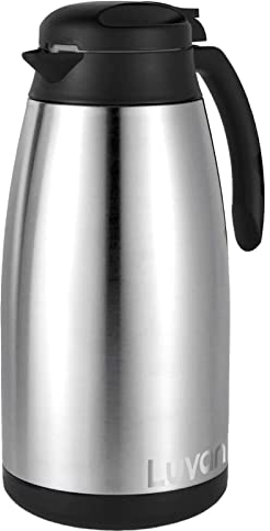 Luvan Thermos 2 l, Thermokaraffe aus Edelstahl, Doppel-Wall-Isolierung mit Vakuum, Isolierung für 12 Stunden und 24 Stunden Kälte, Thermokaraffe für Tee, Wasser, Kaffee