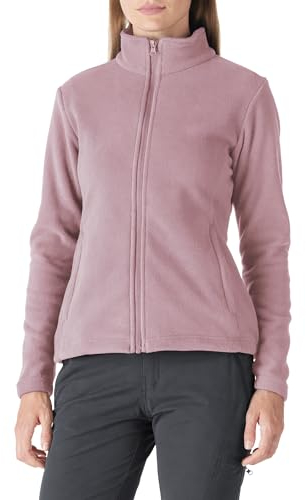 Outdoor Ventures Damen Fleecejacke mit Durchgehendem Reißverschluss Stehkragen Frauen Leichte Fleece Sweatjacke Warme Damenjacke für Laufen, Wandern und Freizeit Graurosa L