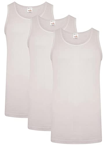 Keanu Mens Thermal Vests - Pack of 3 - Winter Warm Brushed Underwear Sleeveless Vest Baselayer - Sizes S M L XL 2XL (White, Large)