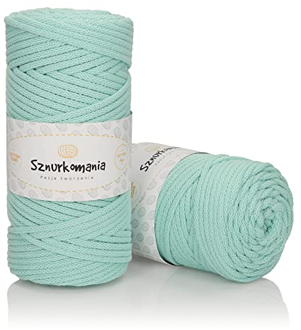 Cordón de algodón de 5 mm, 100 m, 46 Colores, Color Menta, cordón de macramé, Hilo de algodón, Cuerda de algodón Trenzado de 5 mm con núcleo, cordón de Ganchillo, Cuerda de macramé