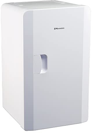 EMtronics EMMF16WHT Compact Mini Cooler Fridge 16 Litre, 27 Can Portable AC+DC Power For Bedrooms, Cars, Offices; Skincare, Makeup, Cosmetics, Food (White)