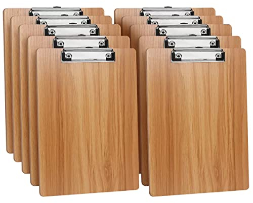 (10 Stück) Klemmbrett Holz A4,Schreibbrett Klemmbretter mit Metalklemme und Aufhängeose, Clipboard Schreibplatte für Büro,Restaurant,Schule