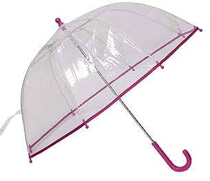 SWL Kids Transparent Dome Umbrella – Clear PVC Brolly with Crook Handle | Lightweight, Safe & Durable Rain Cover for Children | Perfect for School, Travel, and Outdoor Events