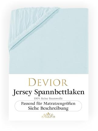 Devior Jersey Spannbettlaken 90x200cm - 100x200cm, 100% Baumwolle, Matratzenhöhe bis 22cm, Aqua – 135 g/m² Anti-Statisches, atmungsaktives Bettlaken mit Einlaufschutz, Matratzenbezug Blau