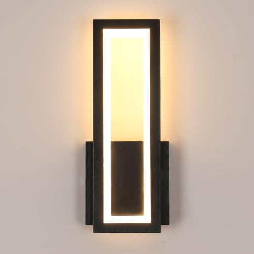 Osairous Wandleuchte LED Innen Modern, 16W 2000LM Wandlampe Innen Acryl LED, Schwarz Flur Wandbeleuchtung Warmweiß 3000K für Schlafzimmer Korridor Wohnzimmer Treppe, 32CM