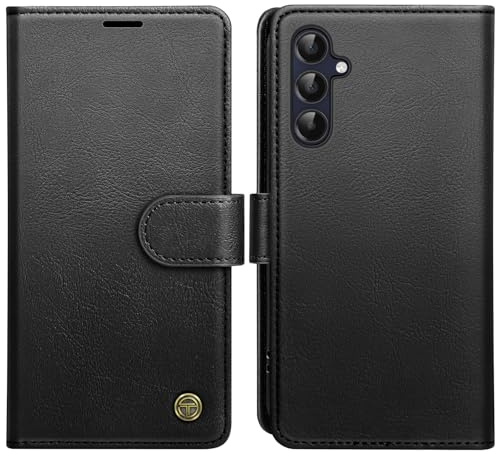 AIMOYU for Samsung Galaxy A15 5G Case, Flip Wallet Leather Phone Case with [4 Card Slots] [Kickstand] [RFID Blocking] Magnetic Protective Shockproof Cover for Samsung A15 Phone Case - Black