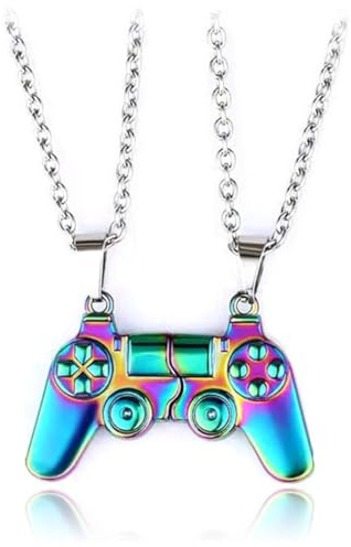 SIRLOMU Catena dell'amicizia doppia - Catena magnetica BFF - Ciondolo - Regalo per videogiocatori