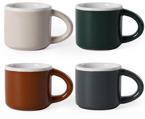 Autumnlife Espressotassen Set 4-teilig, Terracotta Keramik Mini-Kaffeetassen Dickwandige Mokka Tassen Mit Henkel – Perfekt für Espresso, Kaffee & Tee
