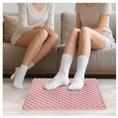 Langierspur Tappetino per agopressione per massaggio ai piedi, tappetino portatile in silicone per riflessologia, durezza moderata, tappetino anti-fatica, collegabile, per jogging e uso domestico