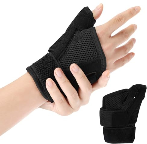 Zikenis Attelle Pouce,Réglable Attelle Doigt,Gants élastiques de Compression aux,Orthèse Pouce,Atelle Poignet, Unisex,Pour l'Arthrite, Tendinite, Canal Carpien et Entorse (Noir, Simple)