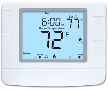 Multi Stage Thermostat for Home Cooling and Heating, 2 Heat/2 Cool, Extra Large Display, White Backlight