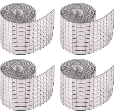 Anlising Mini Specchio Mosaico Vetro, 4PCS Mini Piastrelle Autoadesive Quadrate, Adesivi Tessere Mosaico Specchi Vetro, mini Piastrelle a Specchio Autoadesive, per Cucina, Bagno, Discoteca (Argento)