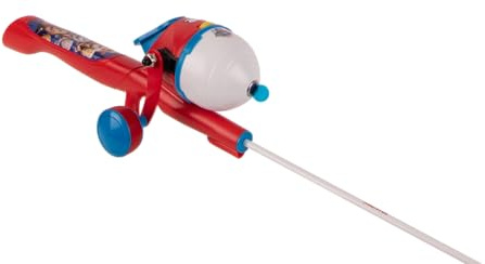 Kid Casters Paw Patrol Boys Youth Fishing Pole | Spincast Reel & Practice Casting Plug | Small & Easy to Use (Pre-spooled with a 6-Pound Fishing line), 29.5 Inches Long (Red)
