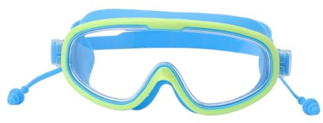 Hidyliu Occhialini da Nuoto per Bambini, Montatura Grande, Antiappannamento, HD, Impermeabili, con Clip per Naso, per attività in Piscina e in Spiaggia (Azzurro)