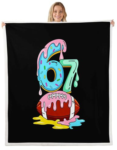 Loussiesd Six Seven 6 7 - Manta de forro polar con juegos de pelota de fútbol, manta Sherpa para niños y hombres, manta de felpa mullida de helado, goteo, salpicaduras, individual, 50 x 60 pulgadas