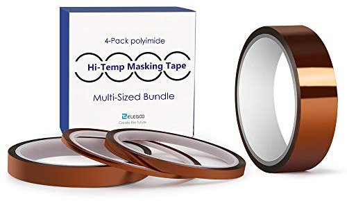 ELEGOO 4PCS Cinta de Alta Temperatura Polyimide Polyimide Múltiples Tamaños de Paquete de 1/8'', 1/4'', 1/2'', 1'' para Soldar, Recubrimiento en Polvo, Sublimación, Placa de Circuito Aislantes
