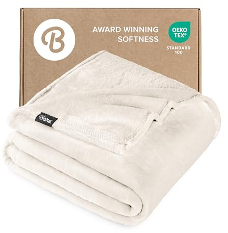 Bare Home Fleece Blanket - Full/Queen - Ultra-Soft Lightweight for Bed, Sofa, and Couch - Luxury Microplush - Cozy Warm Blanket (Full/Queen, Vanilla)