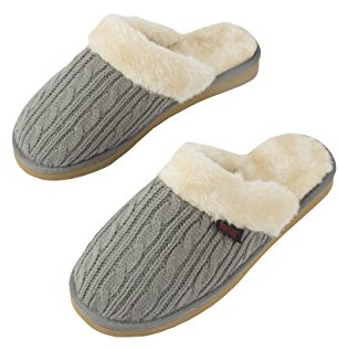 PRO 11 WELLBEING Women's Orthotic Knit slippers with arch support (Grey Knit, UK Footwear Size System, Adult, Women, Numeric, Medium, 4)
