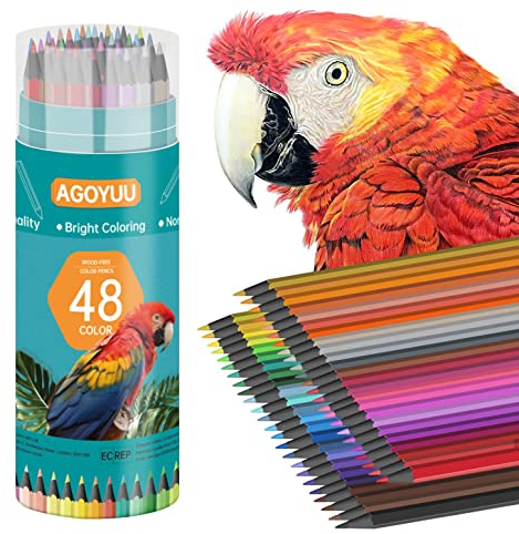 AGOYUU Buntstifte 48 Professionelle Buntstifte set für Erwachsene, Künstler skizze Malstifte set zum Zeichnen ausmalen.