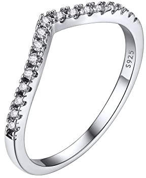 Bestyle Wishbone Anello Donna Argento 925, Anello Fede Nuziale dell'osso dei Desideri, Anelli Desiderio con Pietra, Regalo per Lei