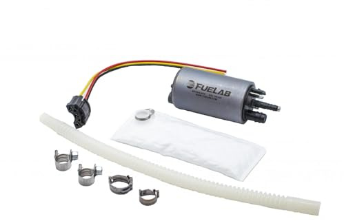 Fuelab Fuel Pump, Electric, In-Tank, Brushless, 500 lph, 12 mm Female Inlet, 9 mm / 6 mm Hose Barb Outlets, Gas/Diesel / E85 / Methanol, Filter/Wiring Harness, Steel, Zinc Oxide, Each