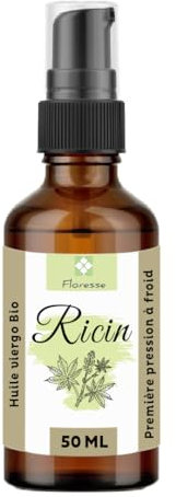 FLORESSE® - Huile Végétale RICIN- Bio - 100% pure et naturelle - Soin des Cheveux, Ongles et Peau 50 ml