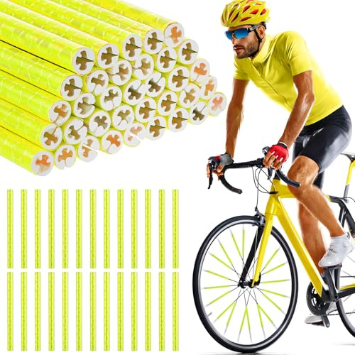 Abeillo 36 riflettori a raggi per bicicletta, visibilità a 360°, riflettori a raggi per ruote a raggi, riflettore per bicicletta per guida notturna, facile installazione (giallo)