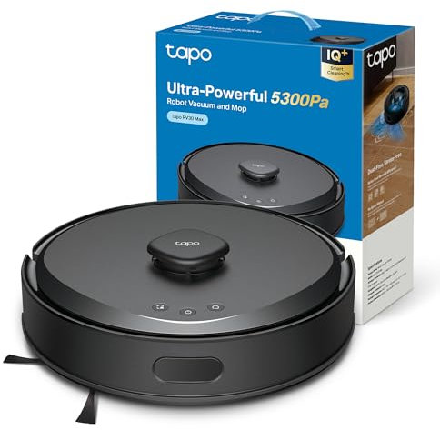Tapo RV30 Max Saugroboter mit Wischfunktion, 5300Pa Ultra Starke Saugkraft, LiDAR+IMU Dual-Navigation, Alexa Sprachsteuerung, App