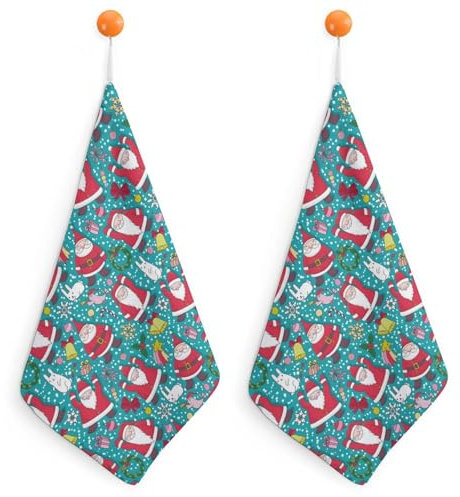 FZRTGOP Cartoon Weihnachtsmann Handtücher Weich Sehr Saugfähig Badetücher 2Er Pack Handtuch Für Badezimmer Küche 30cm