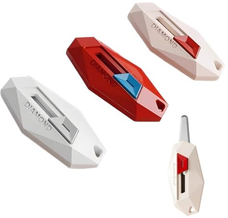 VPOUERY Mini Cortador de Bolsillo de 3 Piezas Mini Cuchillo Multiusos retráctil Cuchillo de Seguridad portátil Mini Cortador Universal en Forma de Nube con Orificio para Llavero para Oficina Escolar