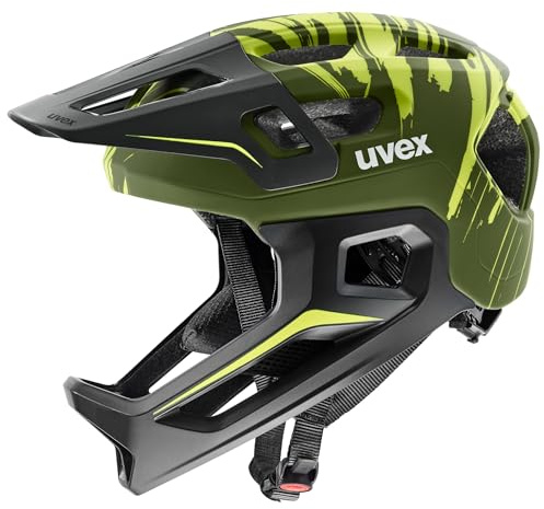 uvex React jr. fullface Kinderfahrradhelm, Dark Olive matt, 52-56 cm