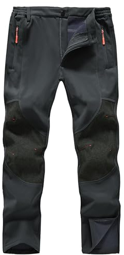 Zoofly Mens Winter Pants Waterproof Thermal Snow Pants Warm Fleece Lined Hiking Pants with Zip Pockets Grey