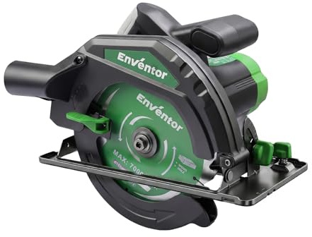 Enventor 1300W Sega Circolare, Sega Circolare per Legno 5000RPM, Profondità di Taglio 65mm(90°), 44mm(45°), 1 Lame (185mm, 24T, Motore in Rame Puro, per Tagliare il Legno