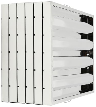 Pack of 6 Commercial Hood Filters, 430 Stainless Steel 4 Grooves Baffle Grease Filter, Range Hood Filter for Restaurant Kitchen Exhaust Hoods (19.5'' W x24.5 ''H)
