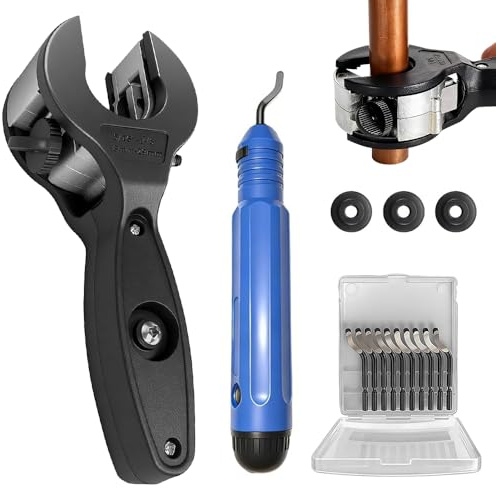 Hojalis Set Di Tagliatubi A Cricchetto, Tagliatubi A Cricchetto Per Tagliare 8-29 mm Con 3 Rotelle Di Ricambio E Utensili Per Sbavatura,Per Acciaio Inossidabile, Rame, Alluminio,Per Spazi Ristretti