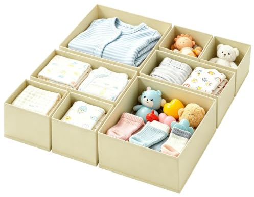 Weeoley Organizador Cajones Juego de 8 Beige Cajas Almacenaje Plegables