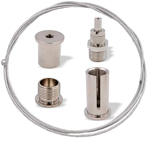 Universalabhängeset für höhere Lasten | Deckenbefestiger, Schraubkappe, Drahtseilhalter/Gripper, Drahtseil Ø1,8mm, Länge 1500mm