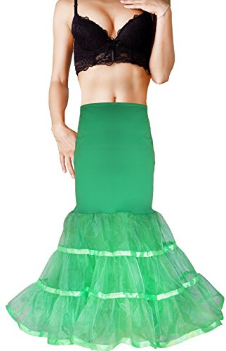 SHIMALY Frauen Meerjungfrau Hochzeit Petticoat Fischschwanz Unterrock Trompete Reifrock für Meerjungfrau Brautkleid, grün, Small-Medium