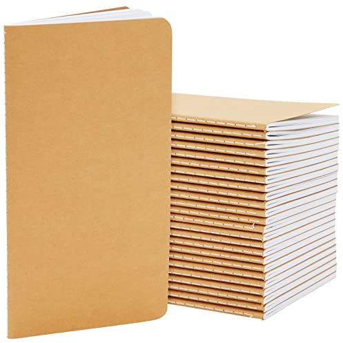 24-pack H5 kraftpapper journal anteckningsböcker, 10 x 20,5 cm fodrad resedagbok paket med 80 sidor för studenter, ritning, skissbok, skolanteckningar, kontorsmaterial, gör-det-själv daglig dagbok