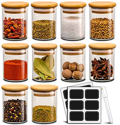 Praknu Gewürzgläser - 20er Set 120ml - mit Etiketten zum Beschriften - Luftdicht - Spülmaschinenfest - Küchenorganisation - für Gewürze, Kräuter & Tee