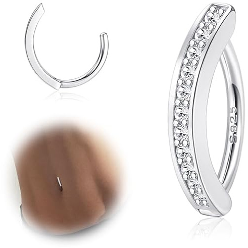 ORAZIO 14G Anillos Para el Ombligo Clicker Para Mujer Plata de ley 925 Piercing Ombligo Plata/Oro Reverse Curved Ombligo Barbell Joyería Para el Cuerpo 10MM/12MM 5